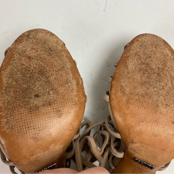 Schutz Women's Jaden Dress Strappy Gladiator Sandals Heels Tan Taupe Nubuck 7.5 - Picture 10 of 13